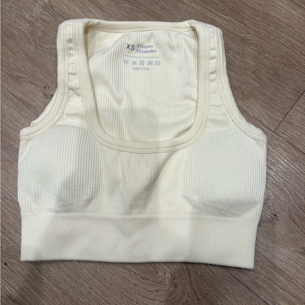 5/$25 Seamless Ribbed Sports Bra Tank - Cream